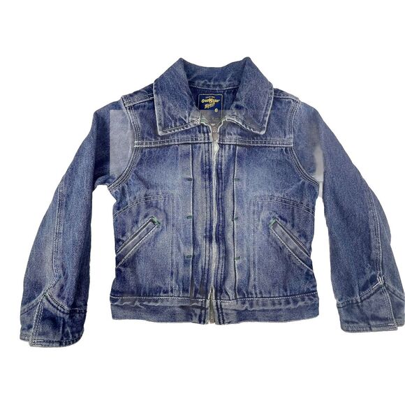 Vintage 90s Oshkosh Bgosh Girls 6 Denim Zip Up Jacket Blue Fashion - Picture 1 of 16